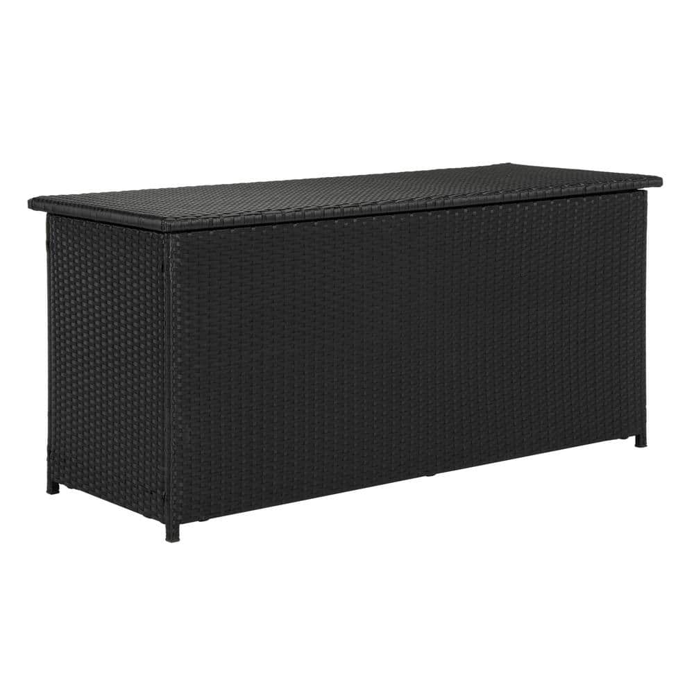 Cosima 53 Inch Black PE Rattan Outdoor Storage Box