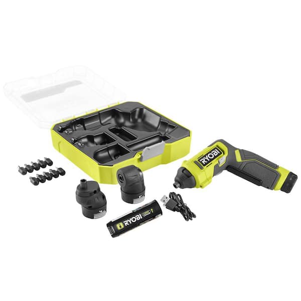 USB Lithium Multi-Head Screwdriver Kit w/2Ah Battery, Charging Cable, 10-Piece Bit Set, Case and 3-Interchangeable Heads