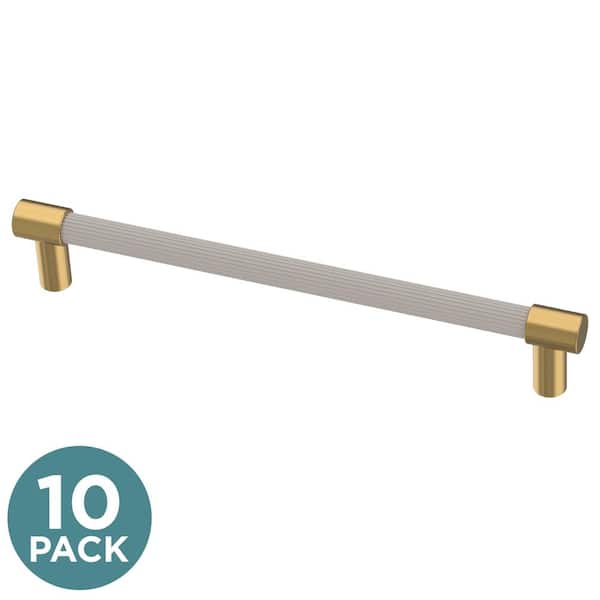 Liberty (10-Pack) Fluted 6-5/16 in. (160 mm) Modern Brushed Modern Gold and Griege Cabinet Handle Drawer Pulls