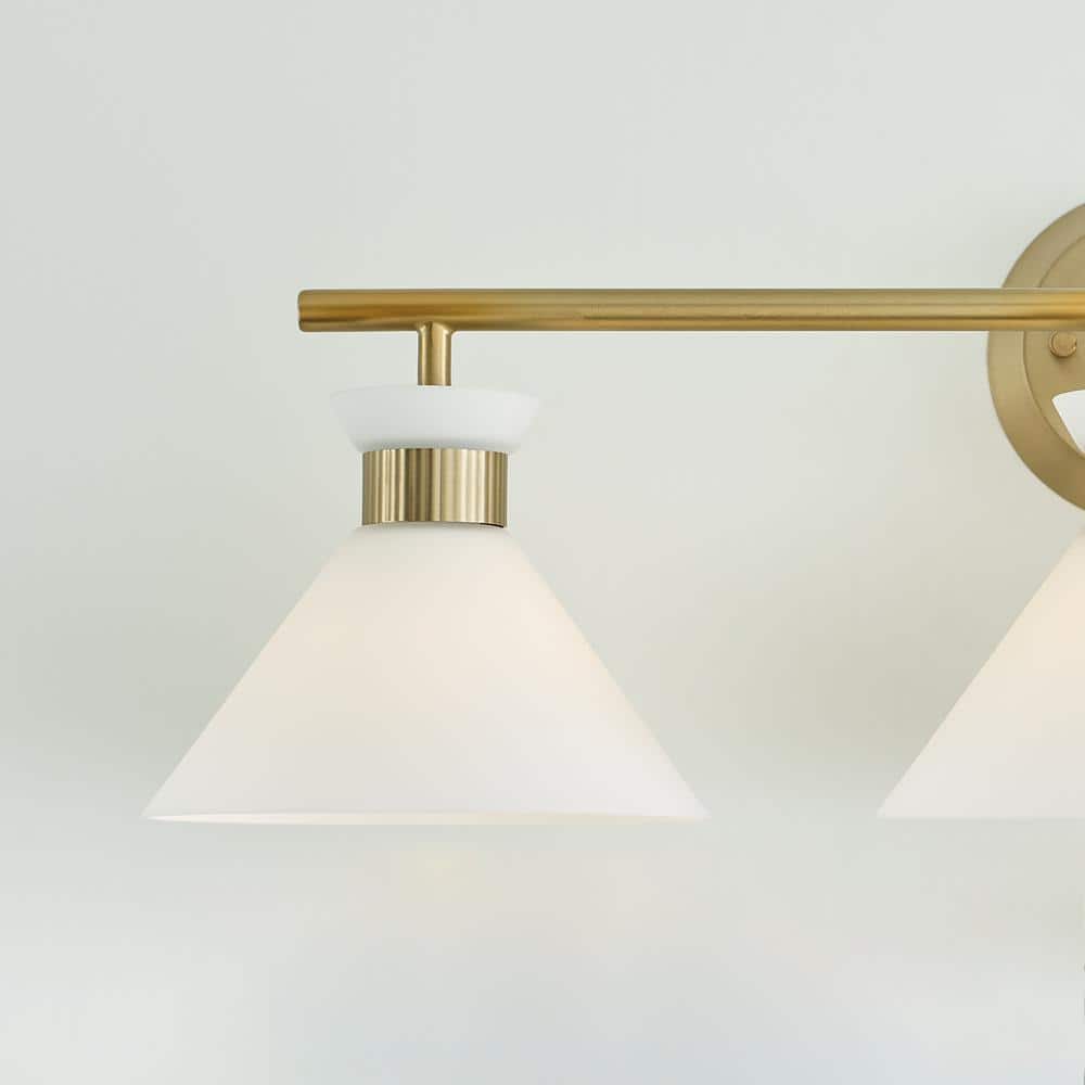 Satin Brass 3-Light Vanity with Etched Glass Shades
