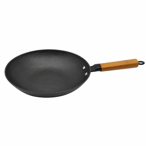 9 in. Cast Iron Omelette Egg Frying Pan, Clay Mold Pre-Seasoned Lightweight Skillet with Wood Handle