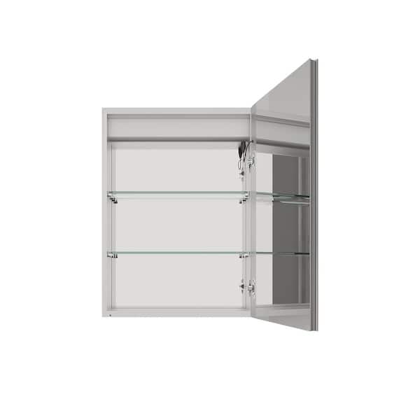 Unbranded 20 in. W x 26 in. H LED Rectangular Aluminum Medicine Cabinet with Mirror Medicine Cabinet,Anti-Fog,Waterproof in Silver