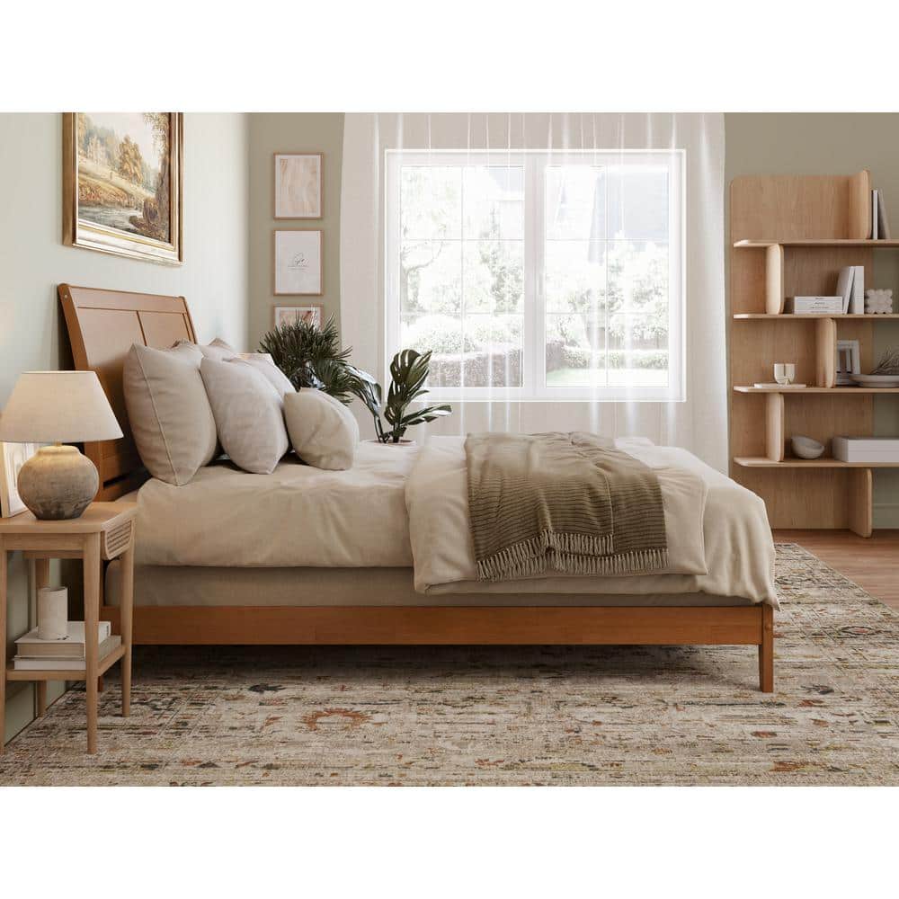 Portland Light Toffee Queen Wood Platform Bed with Headboard