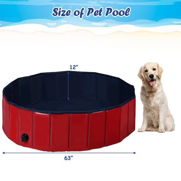 HONEY JOY 63 in. W x 12 in. D Round Indoor/Outdoor Portable Leakproof  Foldable Dog Pet Pool Kiddie Pool Bathing Tub TOPB003367 - The Home Depot