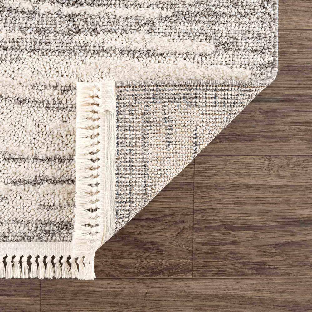 Gray and Beige Polypropylene Runner Rug 2'7" x 7'3"