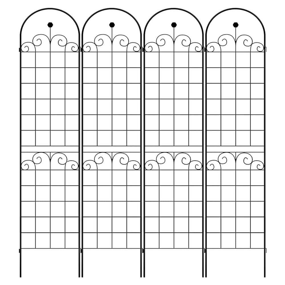 86.7 in. Black Powder-Coated Metal Garden Trellis for Climbing Plants(4-Pack) Rustproof Plant Support with Netting price history on PriceWatchPro