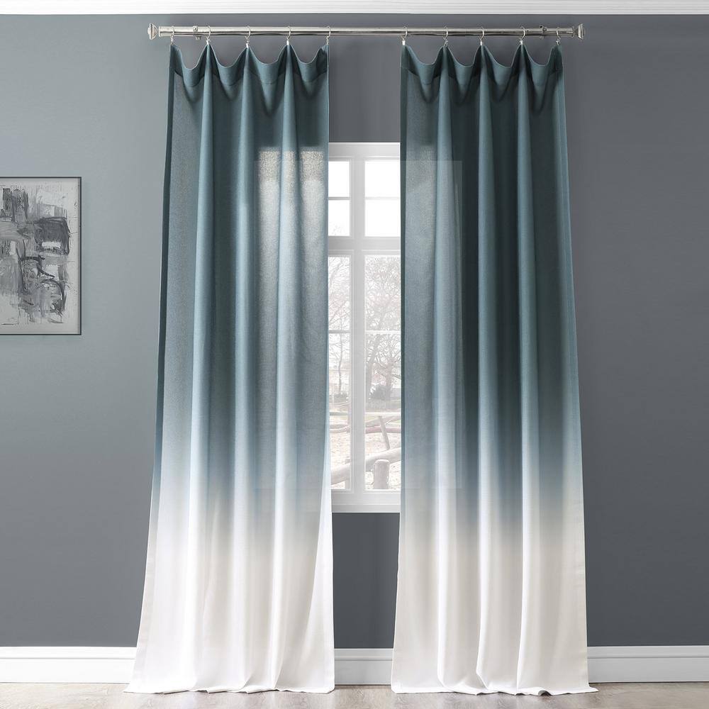 Exclusive Fabrics Furnishings Ombre Aqua Ombre Rod Pocket Sheer Curtain 50 In W X 84 In L Felcomb1701 84 The Home Depot