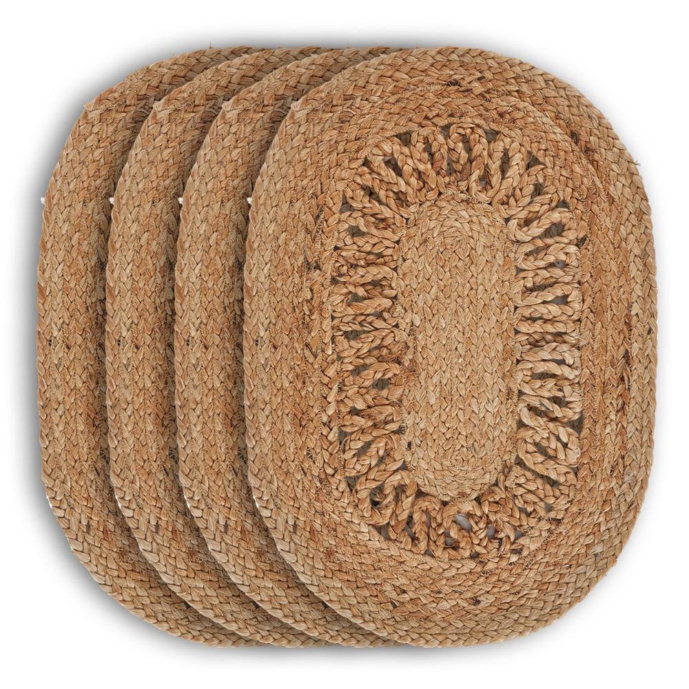 Rustic Natural Brown 19 in. x 13 in. Organic Jute Placemats ( Set of 4 )