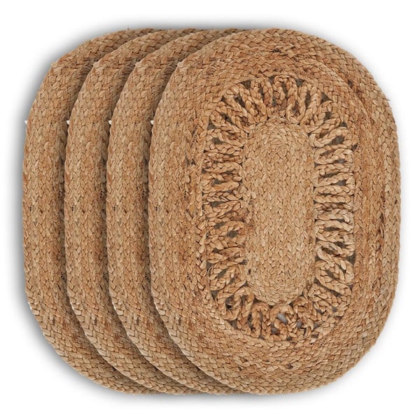 Unbranded Rustic Natural Brown 19 in. x 13 in. Organic Jute Placemats ( Set of 4 )