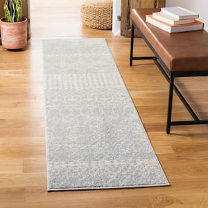 Tulum Light Gray/Ivory 2 ft. x 11 ft. Moroccan Runner Rug