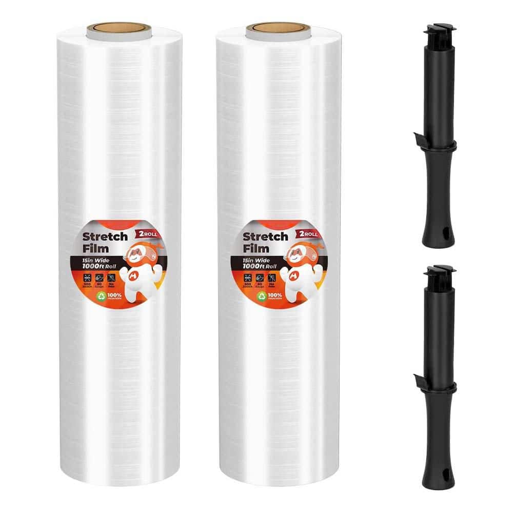 15 x 1000 ft. Industrial Strength Plastic Stretch Wrap with Handles for Pallet Shipping and Moving 2-Pack 60 Gauge price history on PriceWatchPro