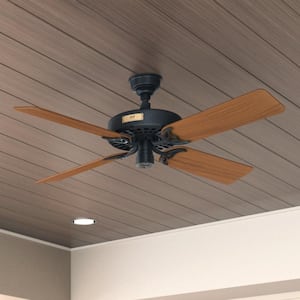 Original 52 in. Indoor/Outdoor Black Ceiling Fan with Teak Blades For Patios or Bedroom