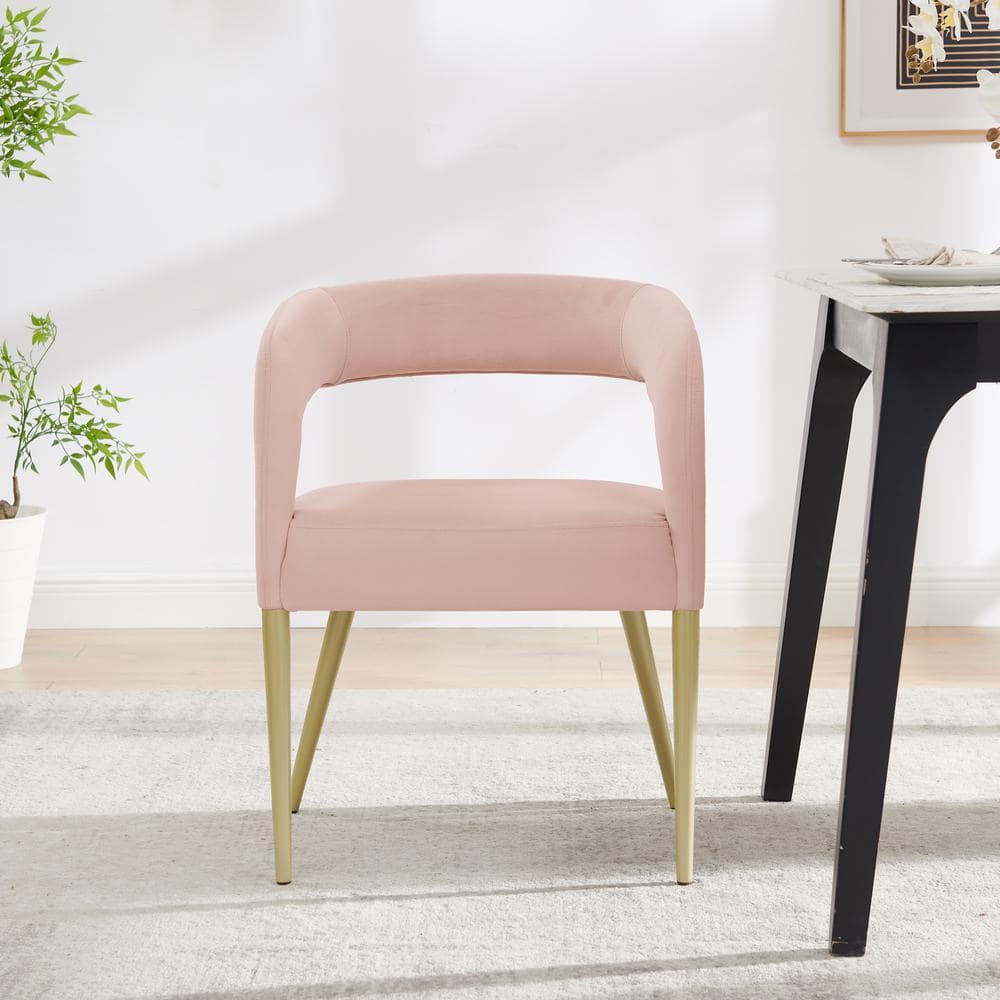 Pink Flannel Arm Chair Barrel Upholstered Single Lounge Chair with Open Bac