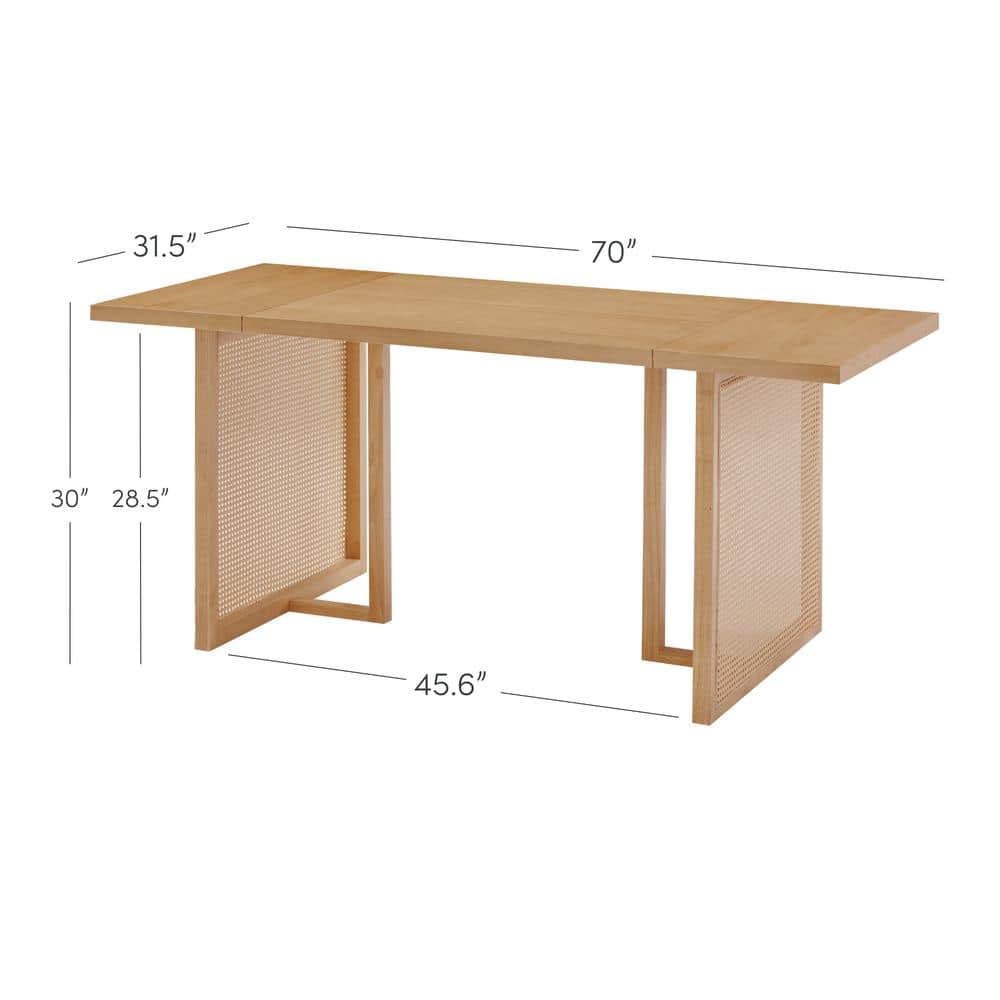 Willow Natural Wood Dining Table with Rattan Accents for 6