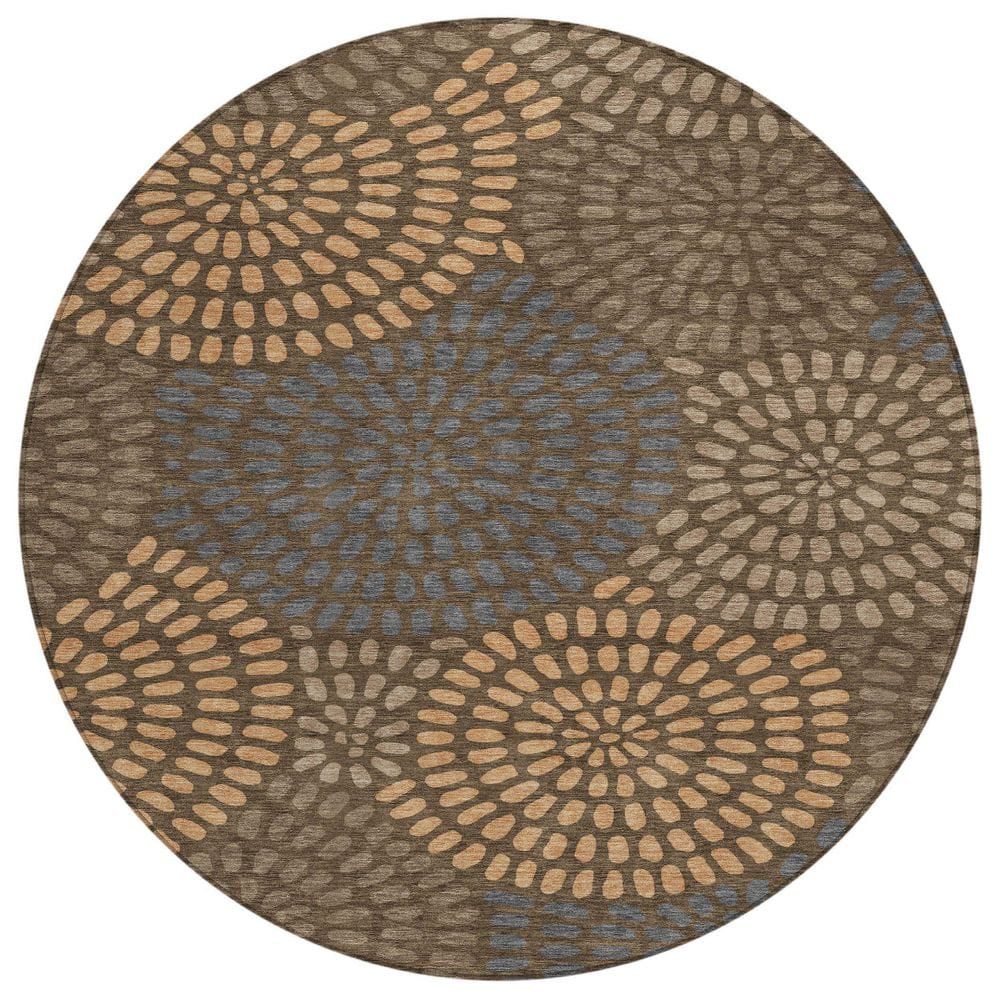 Chantille Machine Washable Indoor/Outdoor Abstract ACN2492 Chocolate 8 ft. x 8 ft. Round Rug price history on PriceWatchPro