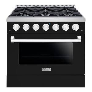 BOLD 36 in. 5.2 cu. ft. 6 Burner Freestanding Single Oven All Gas Range in. Black Stainless Steel