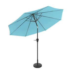 10 ft. Outdoor Market Tilting Patio Umbrella with Base in Blue