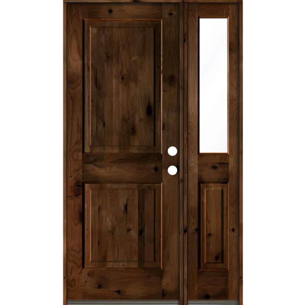 46 in. x 80 in. knotty alder Left-Hand/Inswing Clear Glass Provincial Stain Square Top Wood Prehung Front Door w/RHSL price history on PriceWatchPro