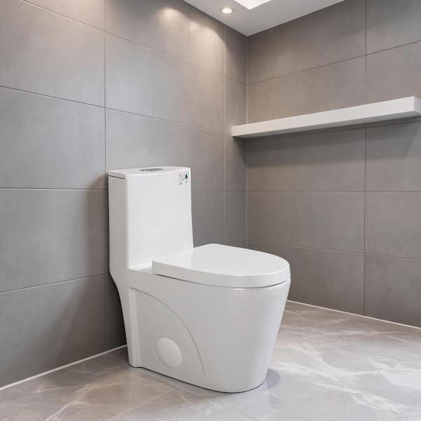 LIVACA 12 in. 1-Piece 1.1/1.6 GPF Dual-Flush Elongated Comfort