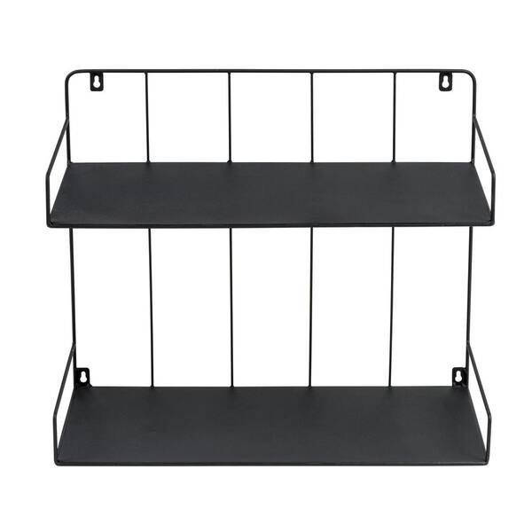 Honey-Can-Do - 2-Tier Wall Mounted Metal Shelf with Easy to Hang Design, Black