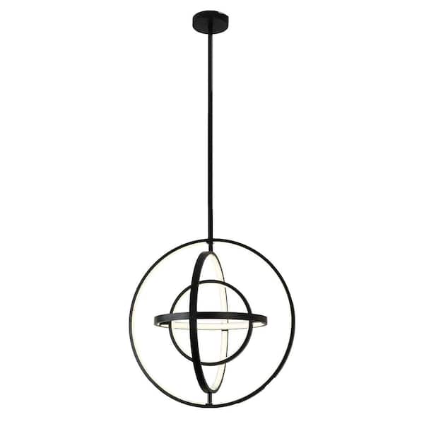 Alessio 4-Light Integrated LED Matte Black Chandelier, Adjustable Multi-Shape LED Pendant Light for Dining, Living Room