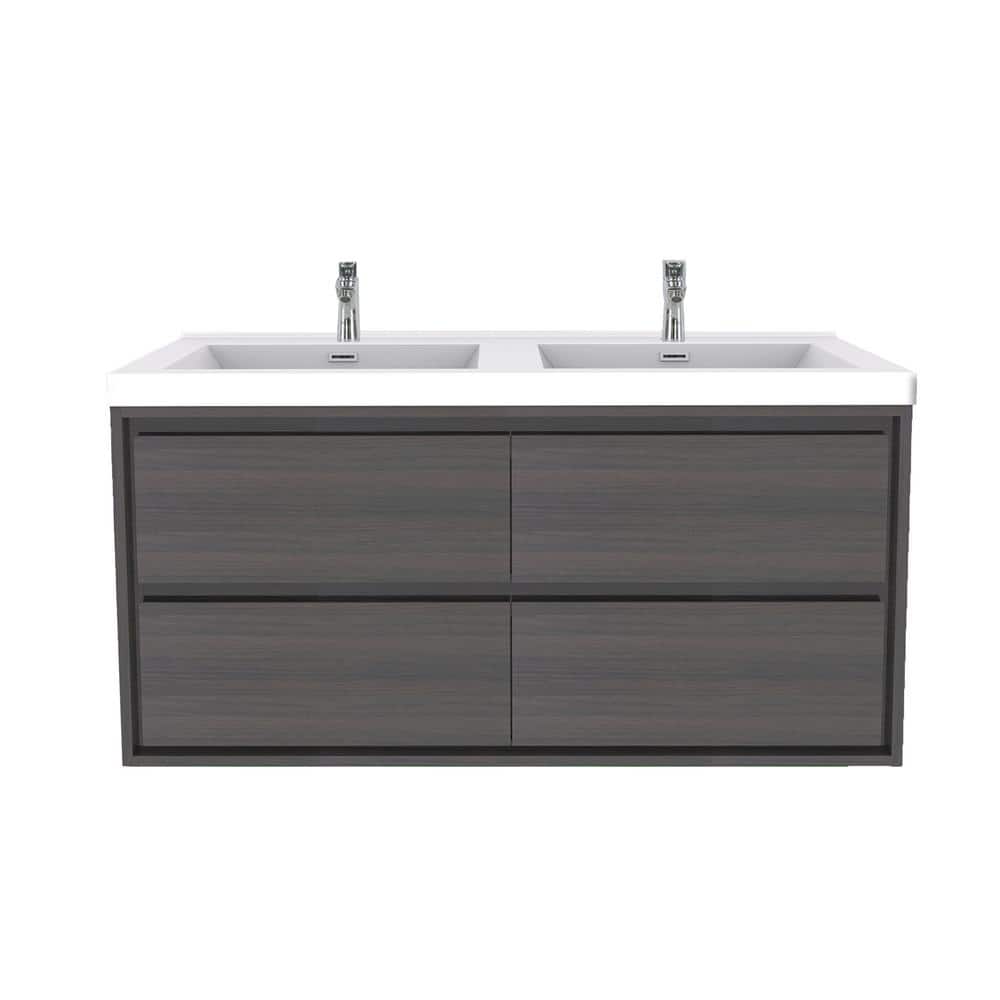 Moreno Bath Sage 47 In W Bath Vanity In Gray Oak With Reinforced Acrylic Vanity Top In White With White Basins Mom848d Go The Home Depot