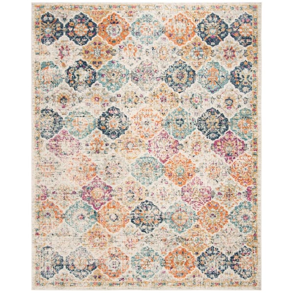 SAFAVIEH Madison Cream/Multi 9 ft. x 12 ft. Border Area Rug