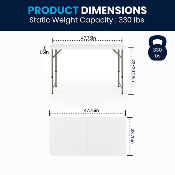 Flash Furniture 23.75-in x 47.75-in Outdoor Rectangle Plastic White Folding Table