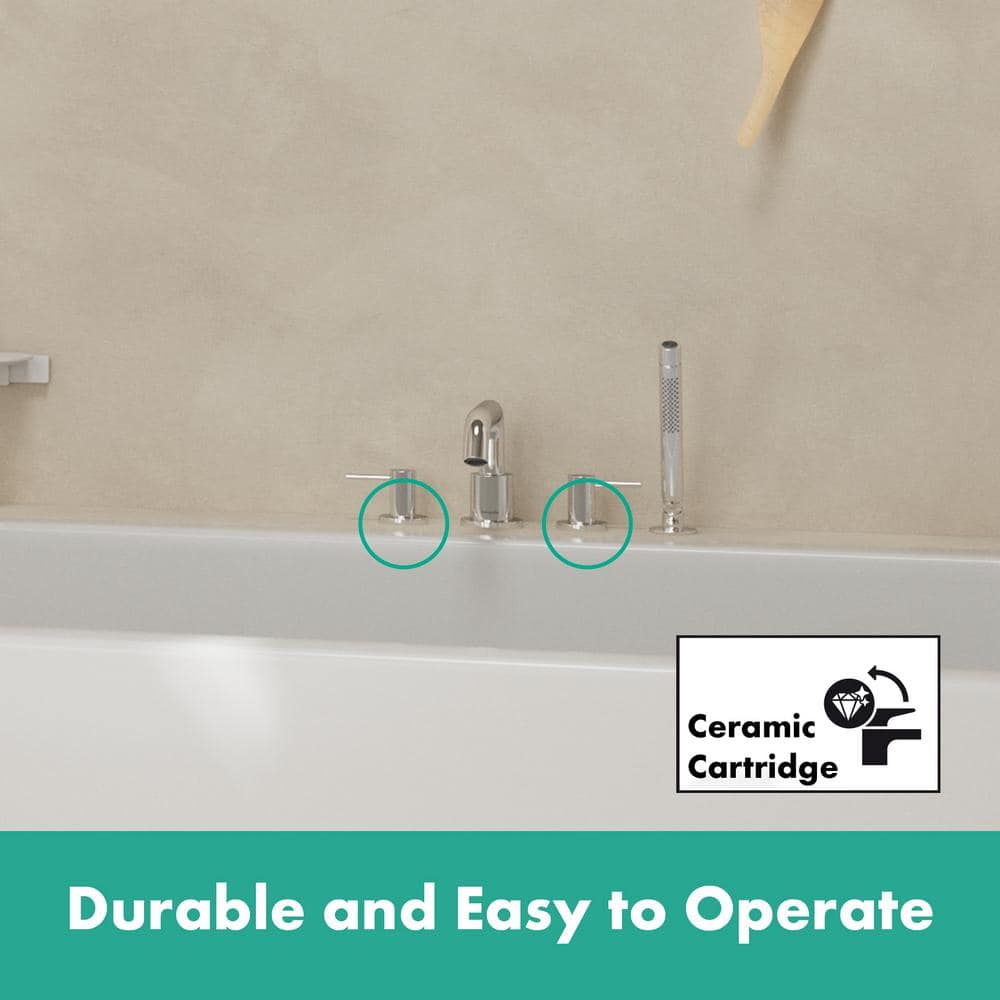 Chrome 4-Hole Roman Tub Filler with Hand Shower