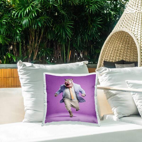 SQUARELINE☆Hipppo Stupell Industries Stylish Hippo on Purple Purple Square