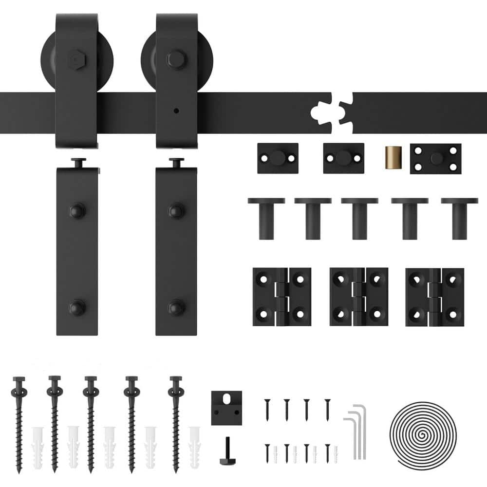 6.6 ft./80 in. Frosted Black Bi-Folding Sliding Barn Door Hardware Track Kit for Double Doors price history on PriceWatchPro