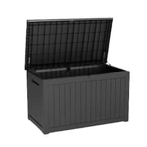 57.5 in. W x 31.9 in. D x 33.9in. H Black Resin Outdoor Storage Cabinet 230 Gallon Deck Box Waterproof Resin Lockable