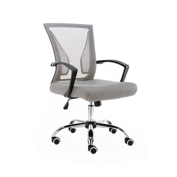 VANDUE Zuna Black and Gray Ergonomic Mesh Mid Back Office Desk Rolling Chair