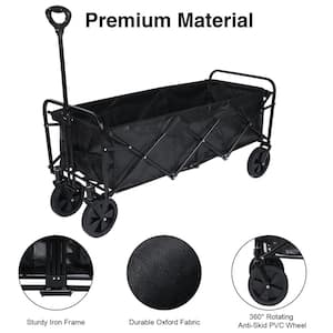 10800 cu.ft. Metal Garden Cart with Removable Canopy, 8'' Wheels Adjustable Handles for Picnic, Beach, Camping