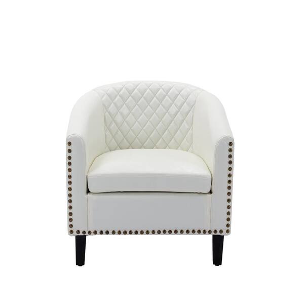 white leather chair with nailheads