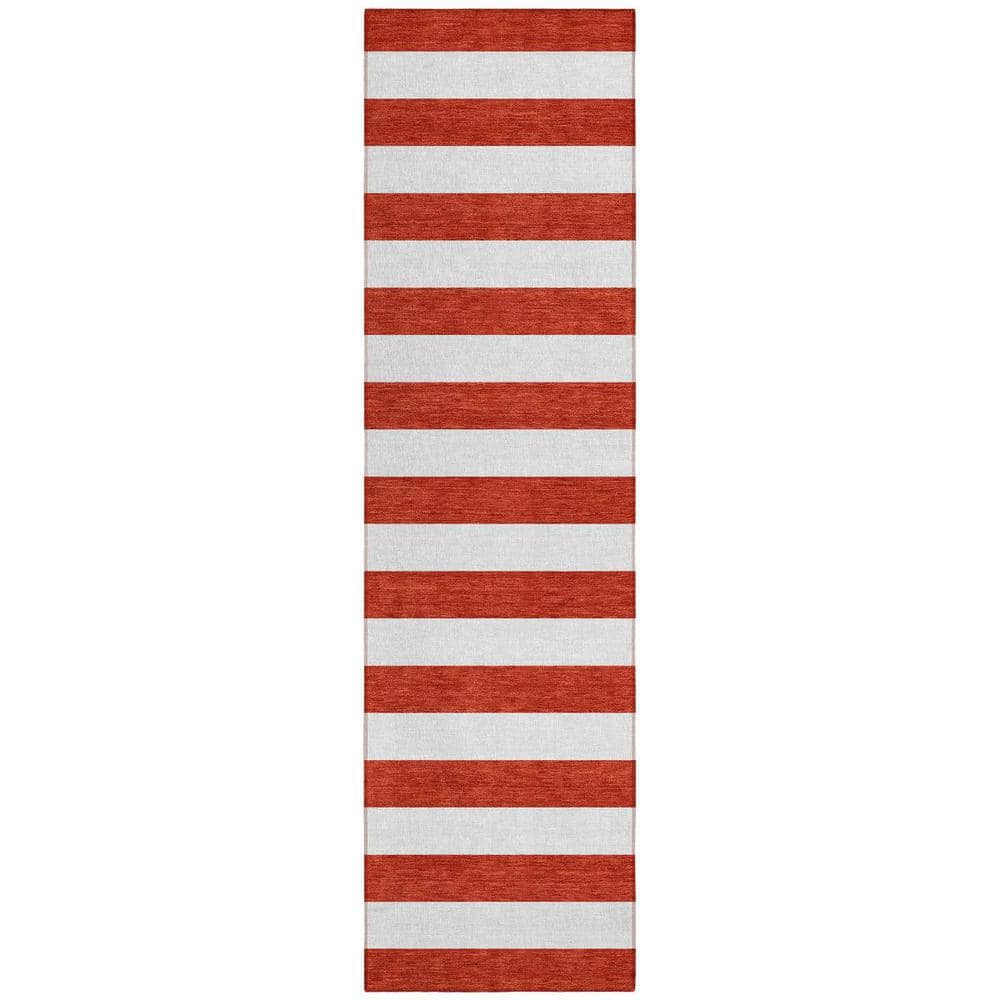 Red and White 2 ft. x 8 ft. Woven Striped Polyester Runner Indoor/Outdoor Area Rug price history on PriceWatchPro