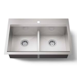 KOHLER Task Workstation 33 in. Drop-In Smart Divide Double Bowl ...