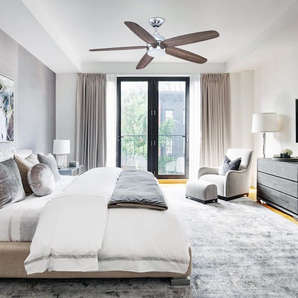 52 in. Indoor Chrome Standard 6-Speeds Ceiling Fan with 3000K Integrated LED Light and Remote Control