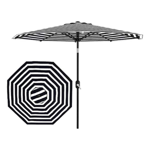 Garvee 10 ft. Striped Patio Umbrella, UV Protection Round Market Umbrella  with Crank Lift and Tilt in Black Stripes TYYPPG_34JXGFBN