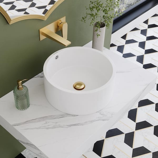 Swiss Madison Monaco 36 in. Floating Bathroom Shelf with Vessel Sink in White Marble