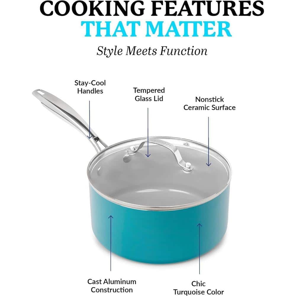 Gotham Steel 15-Piece Blue Nonstick Aluminum Cookware Set