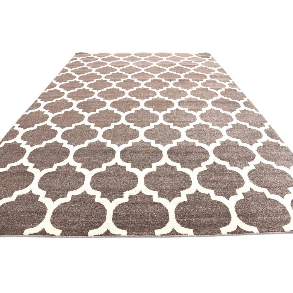 Elegant Brown Trellis 8' x 10' Rectangular Easy-Care Rug