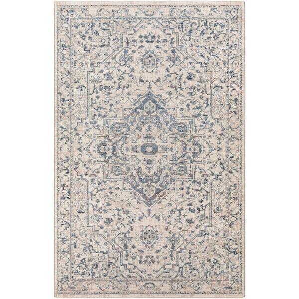 Livabliss Mejia Blue/Cream 2 ft. x 3 ft. Traditional Indoor Area Rug