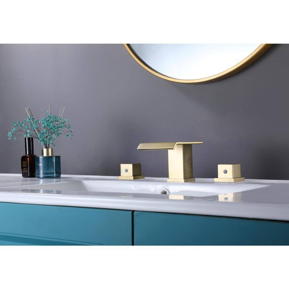 Double Handle 8 in. Combo Kit Bathroom Sink Faucet for 3 Holes Solid Brass 