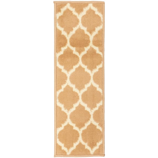 MSRUGS Trellis Collection Beige 9 in. x 28 in. Polypropylene Stair Tread (Set of 7)
