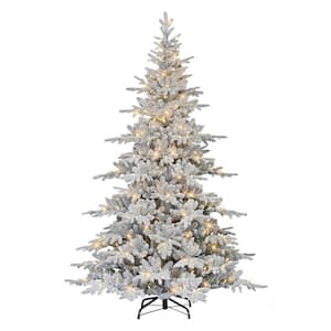 7 ft. Pre-Lit Flocked Utah Fir Artificial Christmas Tree, 500 Color Select LED Lights
