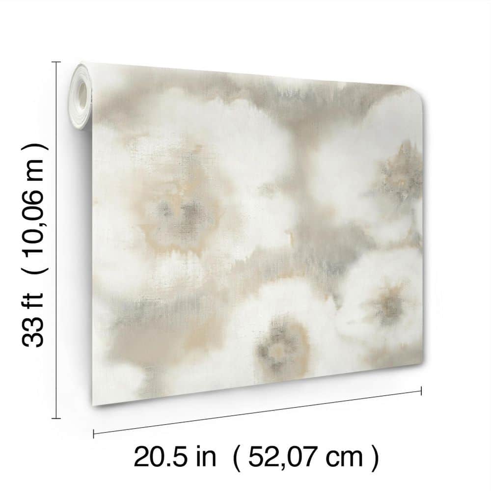 Neutral Floral Linen Canvas Non-Pasted Wallpaper Roll