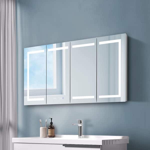 60 in. W x 32 in. H Rectangular Aluminum Medicine Cabinet with Mirror