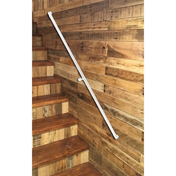 8 ft. L x 1.5 in. D Textured White Aluminum ADA Rail/Grab Bar Wall Return Kit