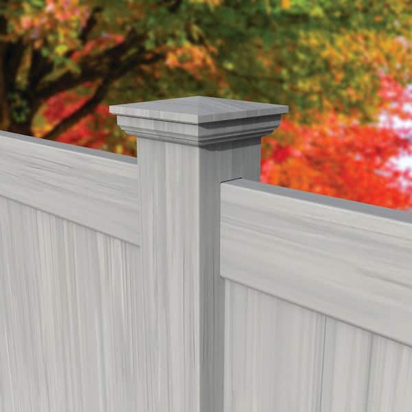 5 in. x 5 in. Driftwood Gray New England Vinyl Fence Post Top